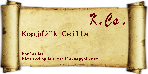 Kopják Csilla névjegykártya
